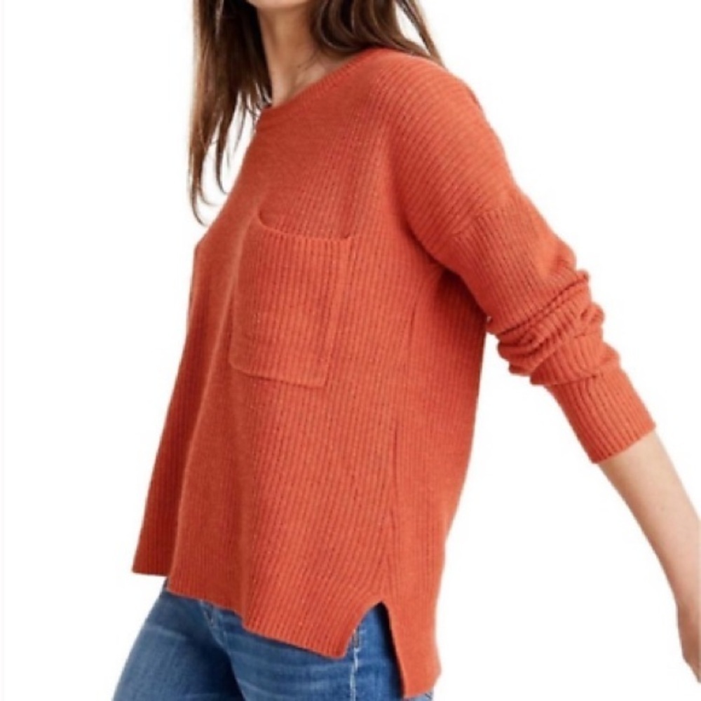 Madewell Orange Patch Pocket Pullover Knit Croppe… - image 2
